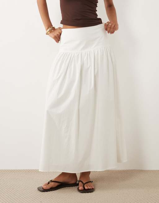 ARKET - falda de algodón con talle bajo en blanco roto, 2 de 5