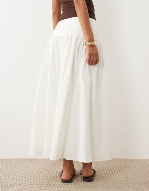 ARKET - falda de algodón con talle bajo en blanco roto, 5 de 5