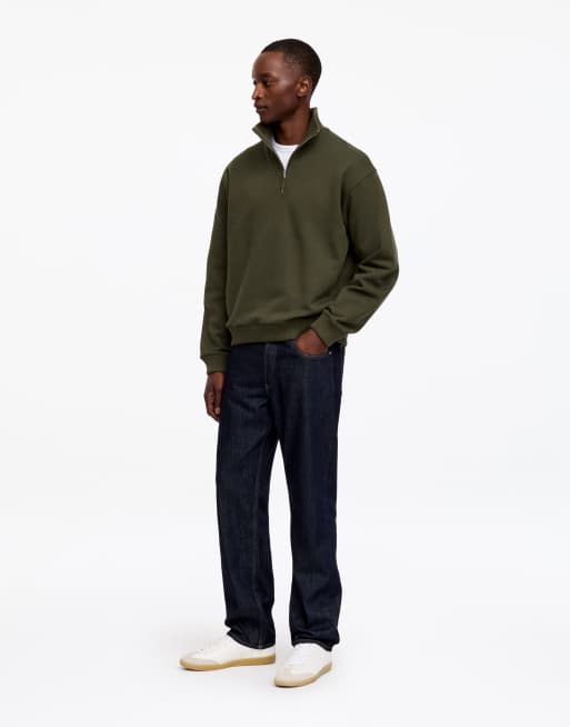 ARKET felpa a mezza zip con collo alto khaki, 2 di 4