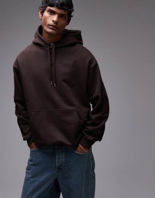 ARKET - Felpa con cappuccio comoda in spugna marrone scuro