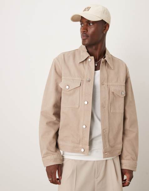 ARKET – Feste Trucker-Jeansjacke in beigefarbener Pigment-Waschung - view 1
