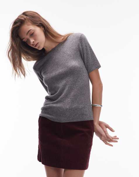 ARKET - Fijngebreide top in gemêleerd grijs - view 1