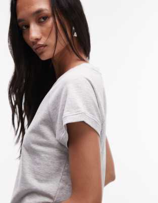 Arket Fitted Lightweight Sweatshirt Fabric Short Sleeve T-shirt In Gray