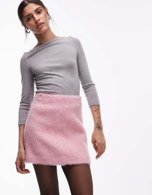 ARKET - Flauschiger Woll-Minirock in Rosa