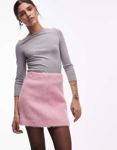 ARKET – Flauschiger Woll-Minirock in Rosa - view 1