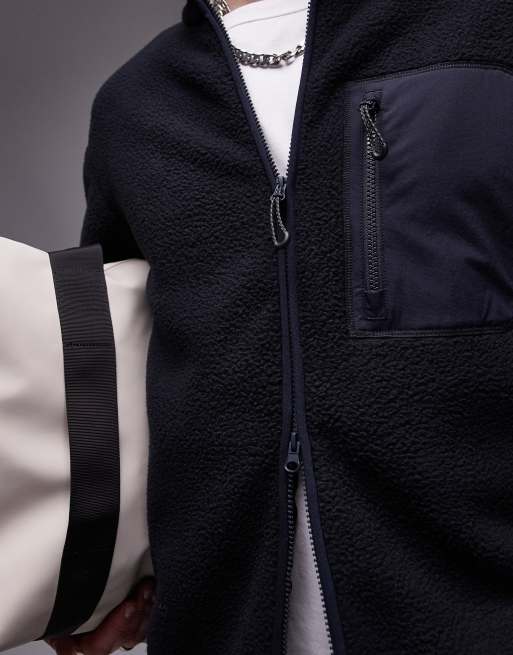 ARKET – Fleece-Fleecejacke in Dunkelblau mit Zwei-Wege-Reißverschluss , 2 von 4