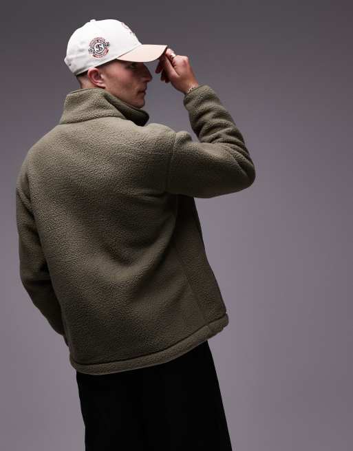 ARKET - Fleece jack met dubbelzijdige rits in kaki , 4 van 4