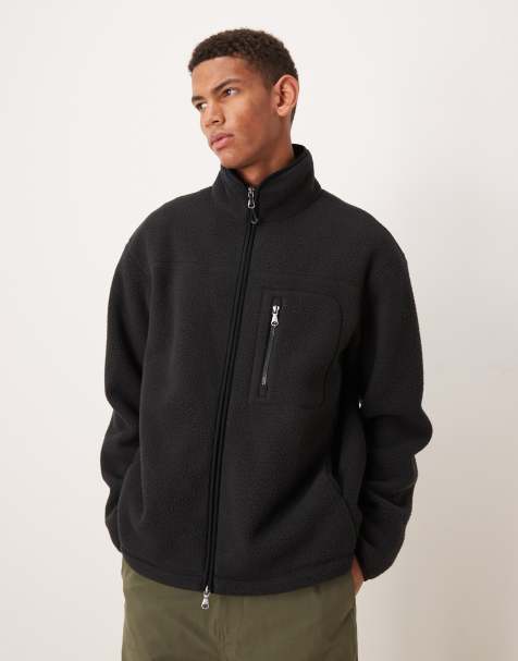 ARKET - Fleece jack met ritssluiting die twee kanten op kan en zak aan de voorkant in marineblauw - view 1