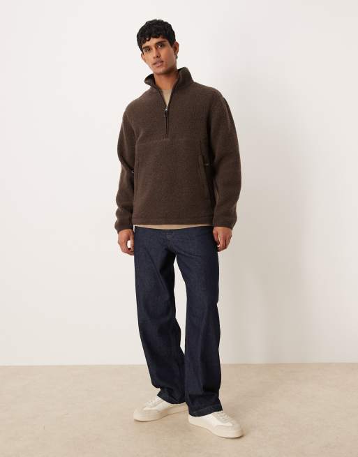 ARKET - Fleece met korte rits in chocoladebruin , 2 van 5