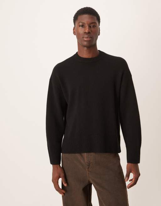 ARKET - Fleece met raglanmouwen, halve rits en textuur in zwart