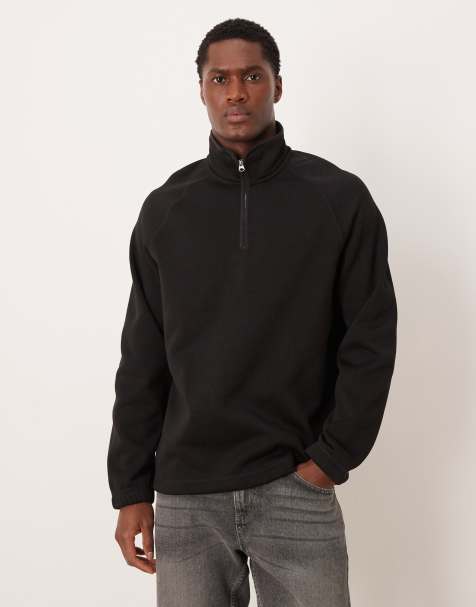 ARKET - Fleece sweatshirt van puur katoen met halve rits in zwart - view 1