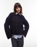 [Arket] ARKET fluffy mohair wool sweater with wide sleeves in navy blue XS Navy Blue