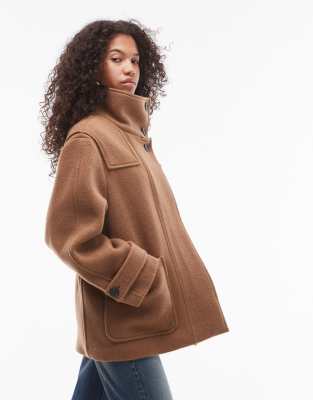 Arket ARKET funnel neck duffel jacket with overlay yoke detail and front patch pockets in beige-Neutral