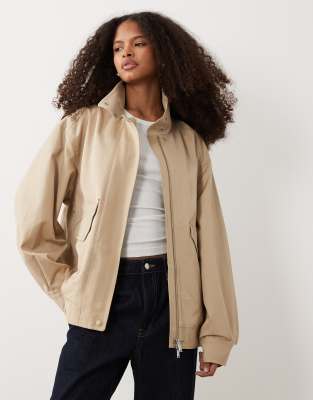 Arket Funnel Neck Harrington Bomber In Neutral