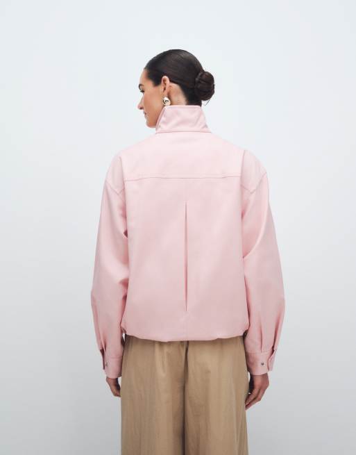 ARKET funnel neck harrington bomber in dusky pink, 4 of 11