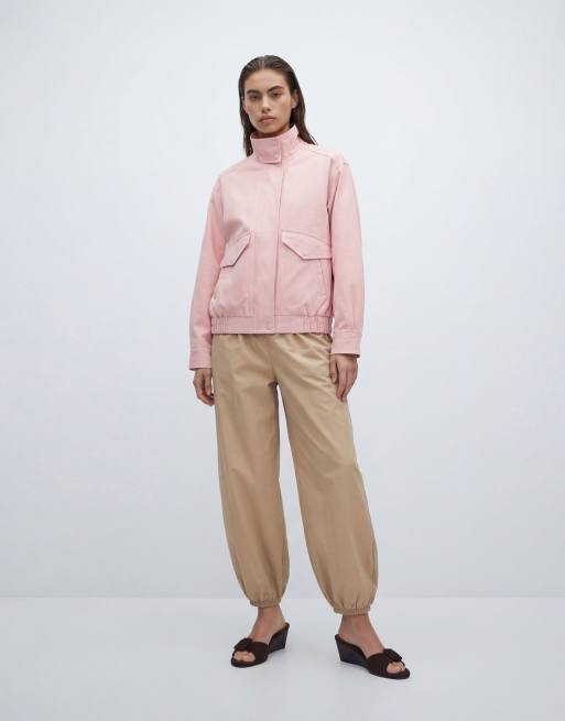 ARKET funnel neck harrington bomber in dusky pink, 9 of 11