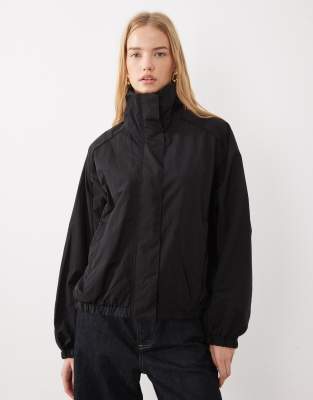 Arket Funnel Neck Sporty Bomber Jacket In Black