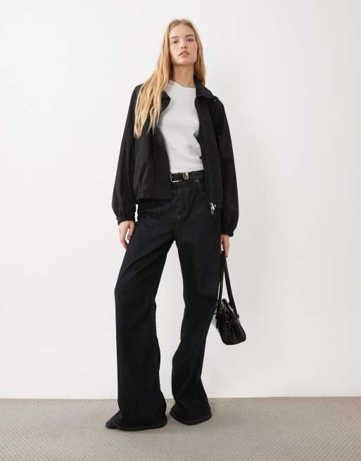 ARKET funnel neck sporty bomber jacket in black, 2 of 4