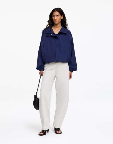 ARKET funnel neck sporty bomber jacket in blue - view 1