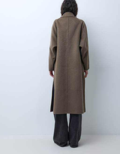 ARKET gabardina de lana con cinturón en marrón oscuro, 4 de 5