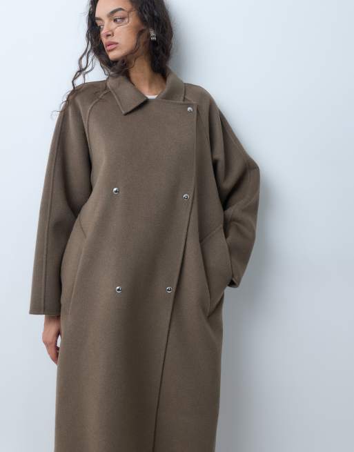 ARKET gabardina de lana con cinturón en marrón oscuro, 5 de 5