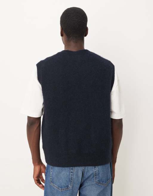 ARKET - Gebreid hemd van alpaca- en wolmix met ronde hals in blauw, 3 van 5