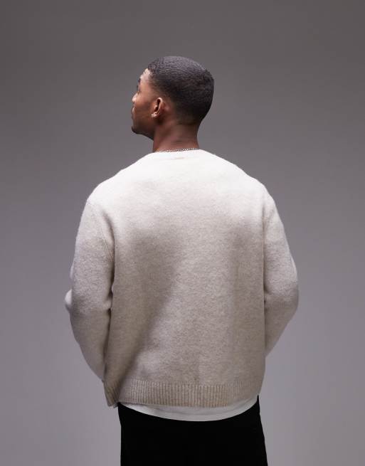 ARKET - Gebreide wollen sweater met ronde hals in gebroken wit, 4 van 4