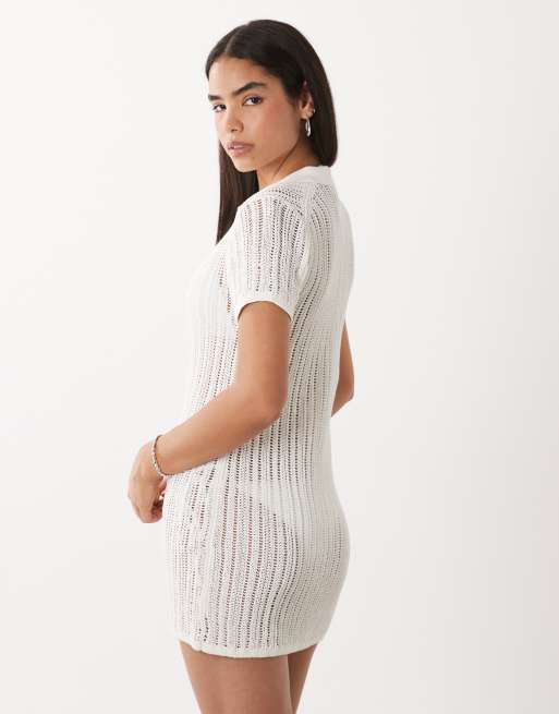 ARKET – Gehäkeltes Mini-Strandkleid in Weiß, 2 von 4