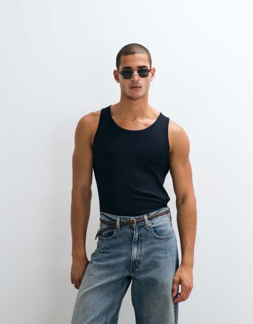 ARKET – Geripptes Tanktop in Marineblau , 3 von 5