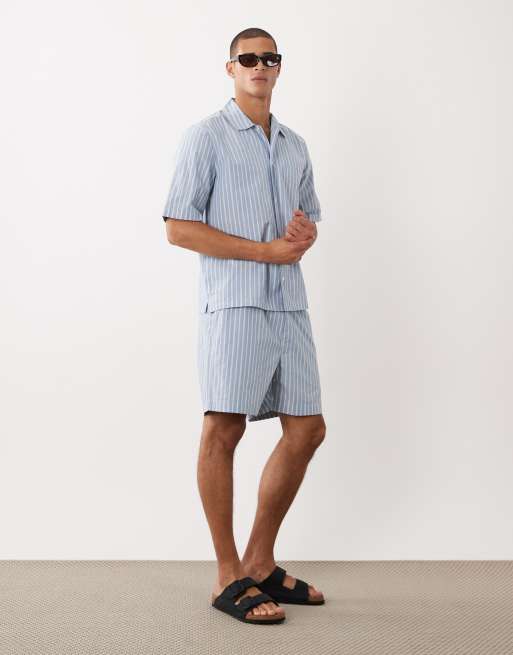 ARKET – Mix & Match – Gestreiftes Lounge-Hemd aus reiner Baumwolle in Blau und Weiß, Kombiteil, 3 von 3