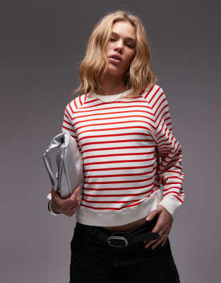 ARKET - Gestreiftes Sweatshirt aus weichem Terry in Rot und Weiß-Bunt