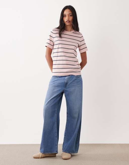 ARKET – Gestreiftes T-Shirt in Rosa und Braun, 2 von 4