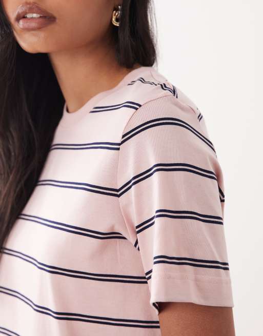ARKET – Gestreiftes T-Shirt in Rosa und Braun, 3 von 4