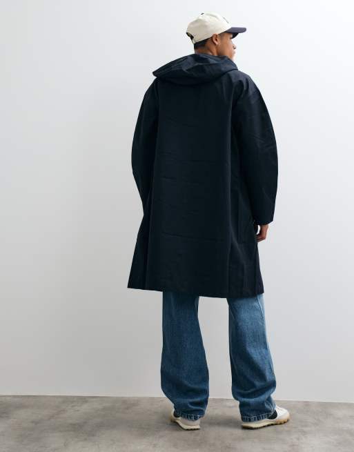 ARKET gewachste Regenjacke aus Baumwolle mit Kapuze in Marineblau, 5 von 5