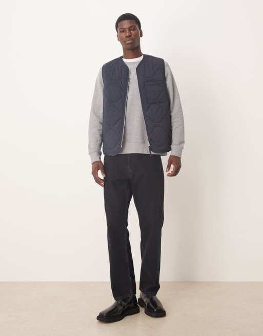 ARKET - Gewatteerde bodywarmer met rits aan de voorkant in marineblauw, 2 van 5