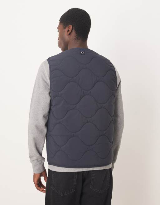 ARKET - Gewatteerde bodywarmer met rits aan de voorkant in marineblauw, 3 van 5