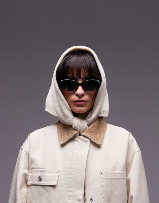 ARKET - Giacca barn oversize bianco sporco multitasche con colletto a contrasto, 3 di 4