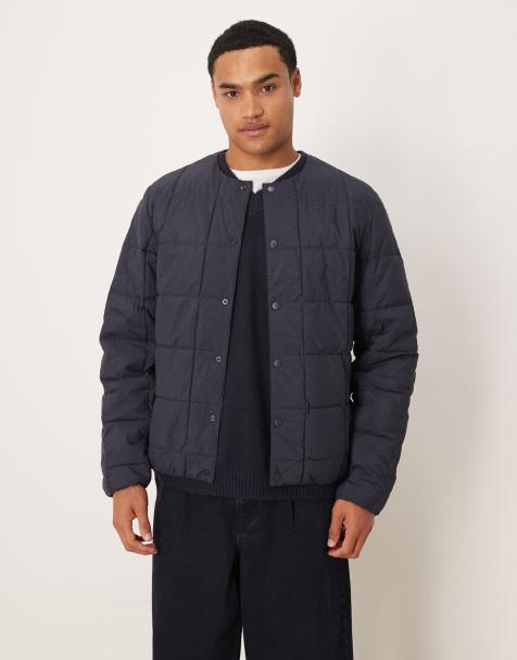 ARKET - Giacca biker imbottita blu navy con bottoni a pressione sul davanti - view 1