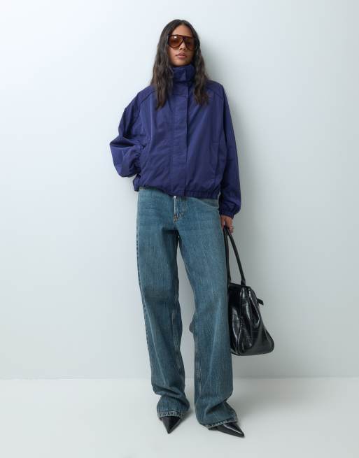 ARKET giacca bomber sportiva con collo a imbuto blu, 3 di 5
