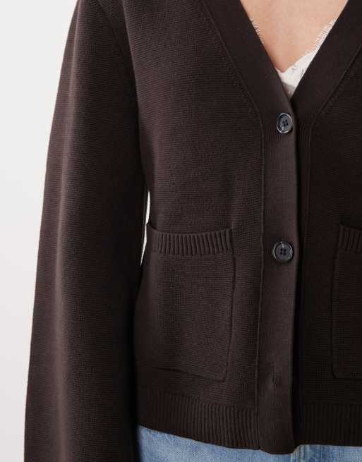 ARKET - Gilet cintré à la taille - Marron chocolat, 3 de 4
