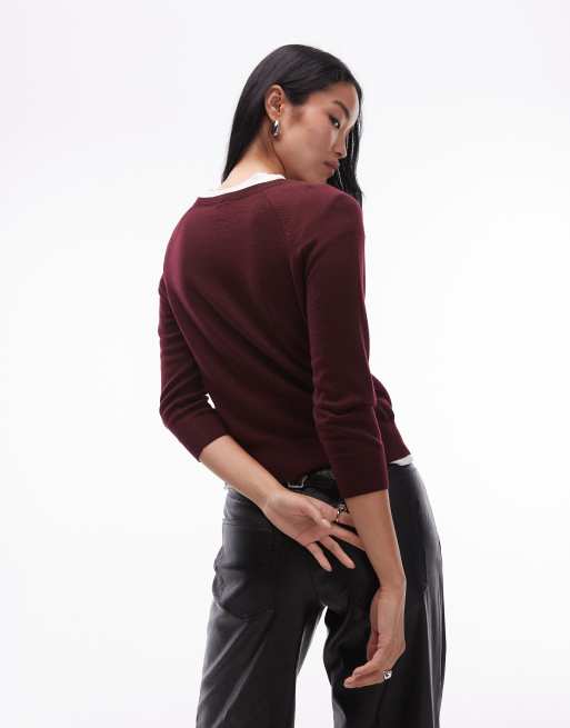 ARKET - Gilet en laine mérinos - Lie-de-vin bordeaux, 3 de 4