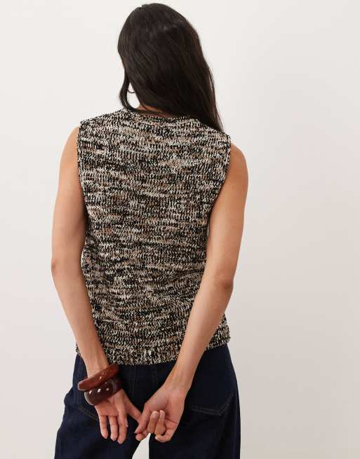 ARKET gilet lavorato a maglia con texture bouclé in nero mélange, 2 di 4
