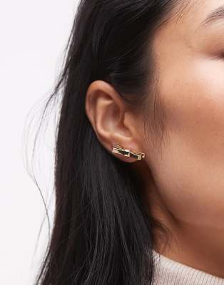 14K Massiccio Oro Mini a Lobo Orecchini Per Donna Triangolo Regalo di