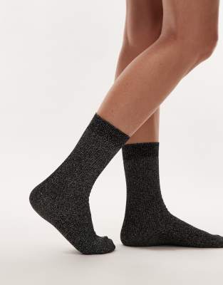 ARKET - Glitzernde, elastische Socken in Schwarz