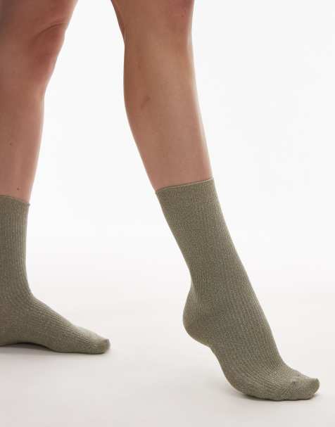 ARKET – Glitzernde Stretch-Socken in Khakigrün - view 1