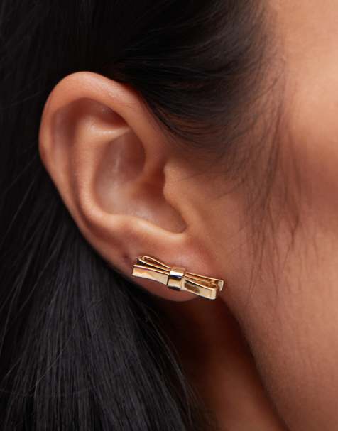 ARKET gold plated bow stud earrings - view 1