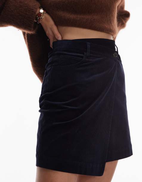 ARKET cord wrap mini skirt in navy