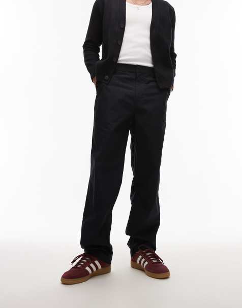 ARKET pure cotton lightweight pull-on trousers in navy blue
