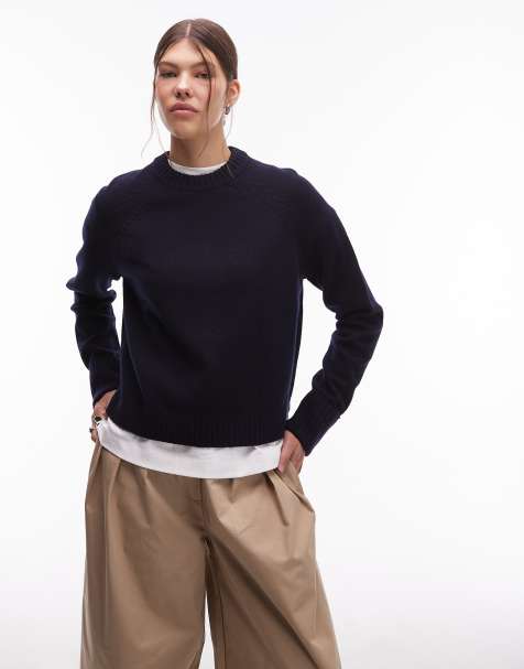 ARKET wool crew neck sweater in navy blue