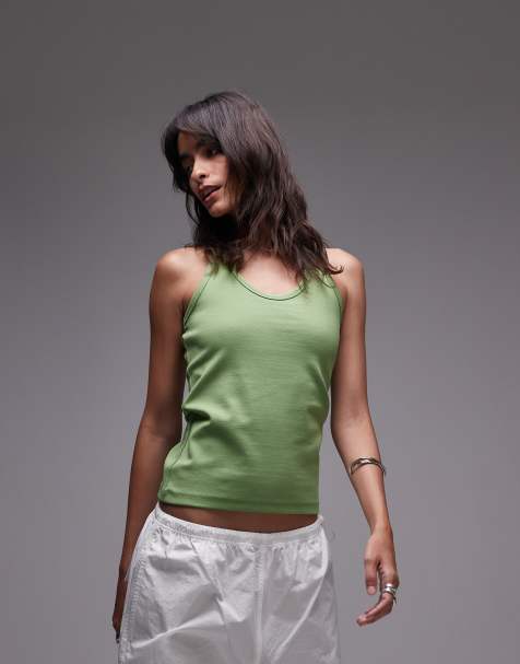 ARKET - Grøn top med halterneck i bomuldsrig jersey - view 1